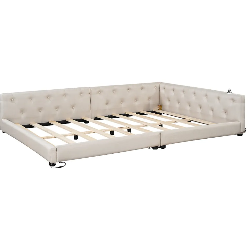 Canapé-lit 140x190 cm convertible clic-clac avec coffre de rangement en tissu gris, design contemporain>Redom Clearance
