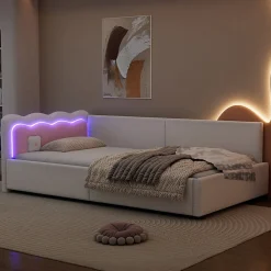 Canapé-lit 140x190 cm convertible en tissu avec coffre de rangement, style contemporain, accoudoirs rembourrés>Redom