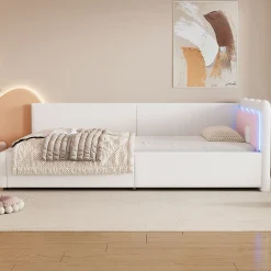 Canapé-lit 140x190 cm convertible en tissu avec coffre de rangement, style contemporain, accoudoirs rembourrés><noscript><img width=