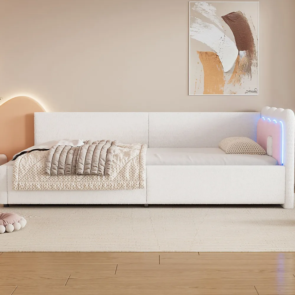 Canapé-lit 140x190 cm convertible en tissu avec coffre de rangement, style contemporain, accoudoirs rembourrés>Redom