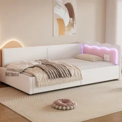 Canapé-lit 140x190 cm convertible en tissu avec coffre de rangement, style contemporain, accoudoirs rembourrés><noscript><img width=