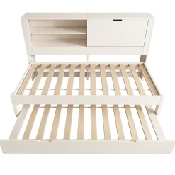 ModernLuxe Canapé-lit 90x190cm - lit gigogne - USB et Type-C - rangements - blanc (matelas non inclus)* Lit Gigogne