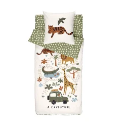 Bleu Calin Caradou Parure de lit Enfant 90x190cm Avec Couette Motif Jungle* Parure De Lit