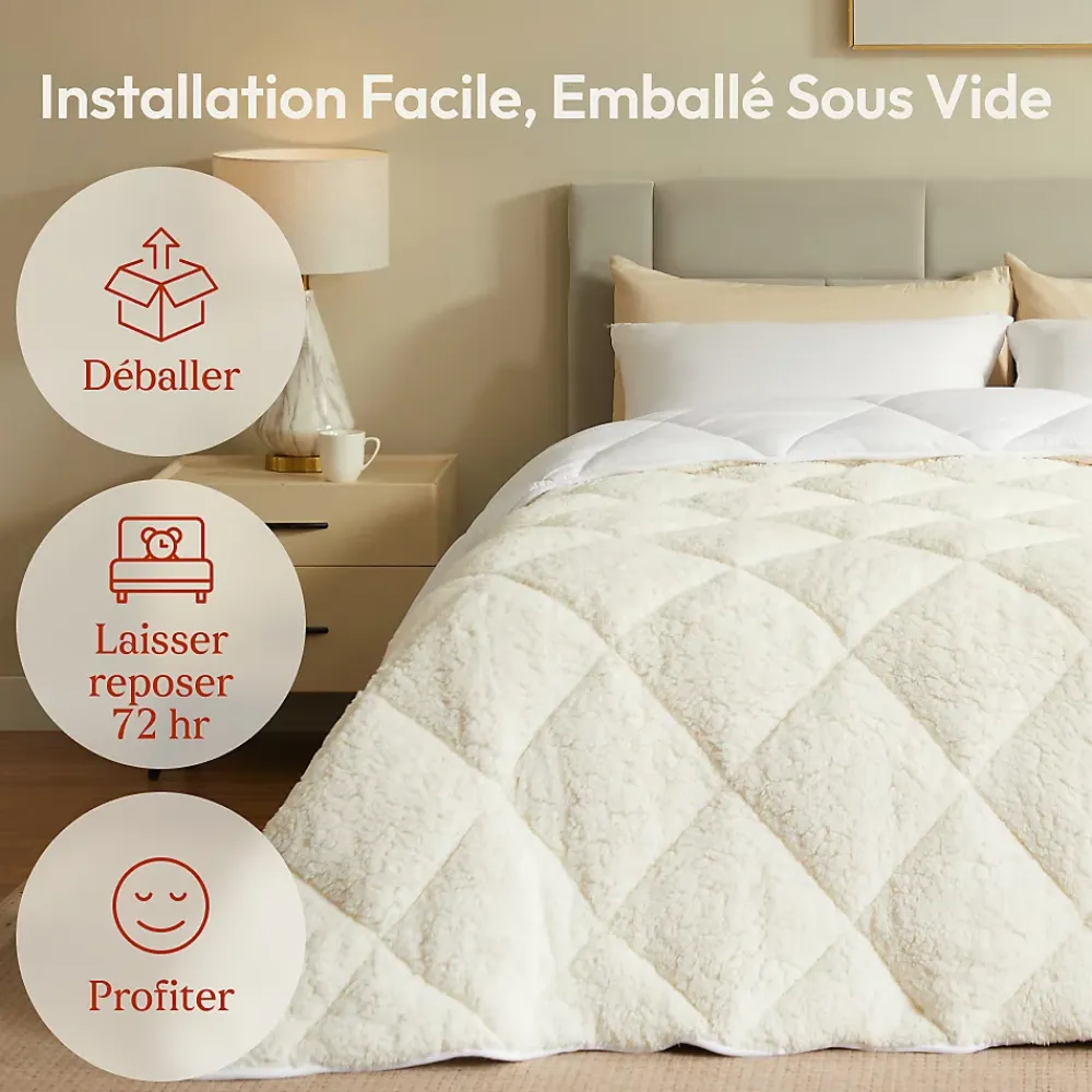 Casabel Couette Sherpa 220x240 cm 450 gsm Reversible Face Sherpa ou Microfibre Respirante Thermoregulative Lavable* Couette