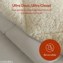Casabel Couette Sherpa 220x240 cm 450 gsm Reversible Face Sherpa ou Microfibre Respirante Thermoregulative Lavable* Couette