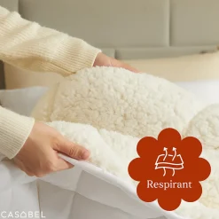 Casabel Couette Sherpa 220x240 cm 450 gsm Reversible Face Sherpa ou Microfibre Respirante Thermoregulative Lavable* Couette