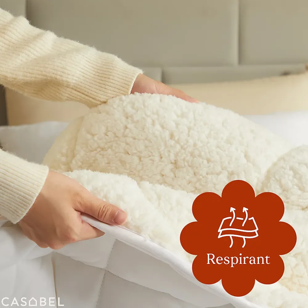Casabel Couette Sherpa 220x240 cm 450 gsm Reversible Face Sherpa ou Microfibre Respirante Thermoregulative Lavable* Couette