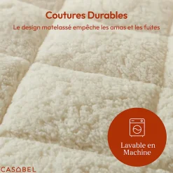 Casabel Couette Sherpa 220x240 cm 450 gsm Reversible Face Sherpa ou Microfibre Respirante Thermoregulative Lavable* Couette