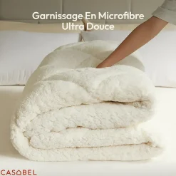 Casabel Couette Sherpa 220x240 cm 450 gsm Reversible Face Sherpa ou Microfibre Respirante Thermoregulative Lavable* Couette