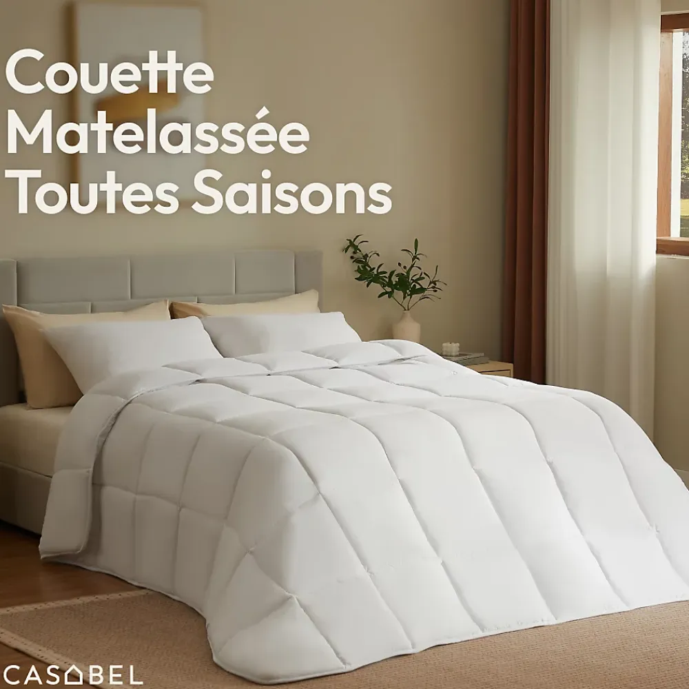 Casabel Couette 240x260 cm Hiver Légère, 450 GSM Microfibre Douce et Respirante, Thermorégulatrice, Lavable, Pour Lit 2 Personnes* Couette