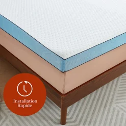 Surmatelas 140 x 190 cm Mémoire de Forme - 7 cm d'épaisseur - Confort Moelleux ou Tonique, Double Face avec Housse Respira><noscript><img width=