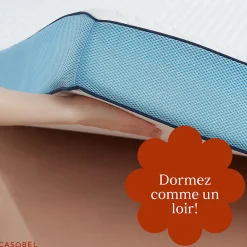 Surmatelas 140 x 190 cm Mémoire de Forme - 7 cm d'épaisseur - Confort Moelleux ou Tonique, Double Face avec Housse Respira><noscript><img width=