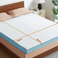 Surmatelas 140 x 190 cm Mémoire de Forme - 7 cm d'épaisseur - Confort Moelleux ou Tonique, Double Face avec Housse Respira><noscript><img width=