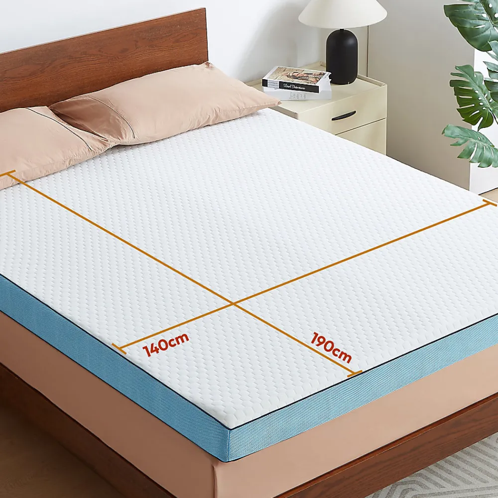 Surmatelas 140 x 190 cm Mémoire de Forme - 7 cm d'épaisseur - Confort Moelleux ou Tonique, Double Face avec Housse Respira>Casabel Outlet
