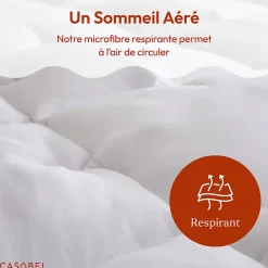 Casabel surmatelas enveloppant 90x190 cm en microfibre respirante, ultra moelleux, anti-acariens, avec liseré bleu* Surmatelas