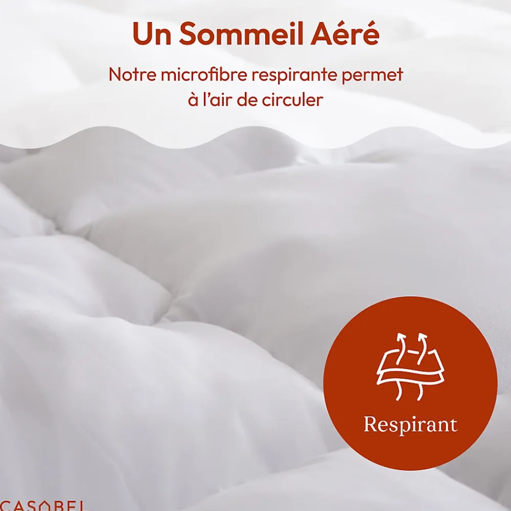 Casabel surmatelas enveloppant 90x190 cm en microfibre respirante, ultra moelleux, anti-acariens, avec liseré bleu* Surmatelas