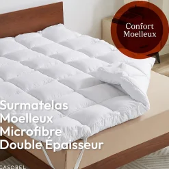 Surmatelas Moelleux 140x190 cm Extra Epais Microfibre Respirante Antiderapant 4 Bandes Elastiques Anti Acariens>Casabel Outlet