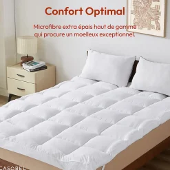 Surmatelas Moelleux 140x190 cm Extra Epais Microfibre Respirante Antiderapant 4 Bandes Elastiques Anti Acariens><noscript><img width=