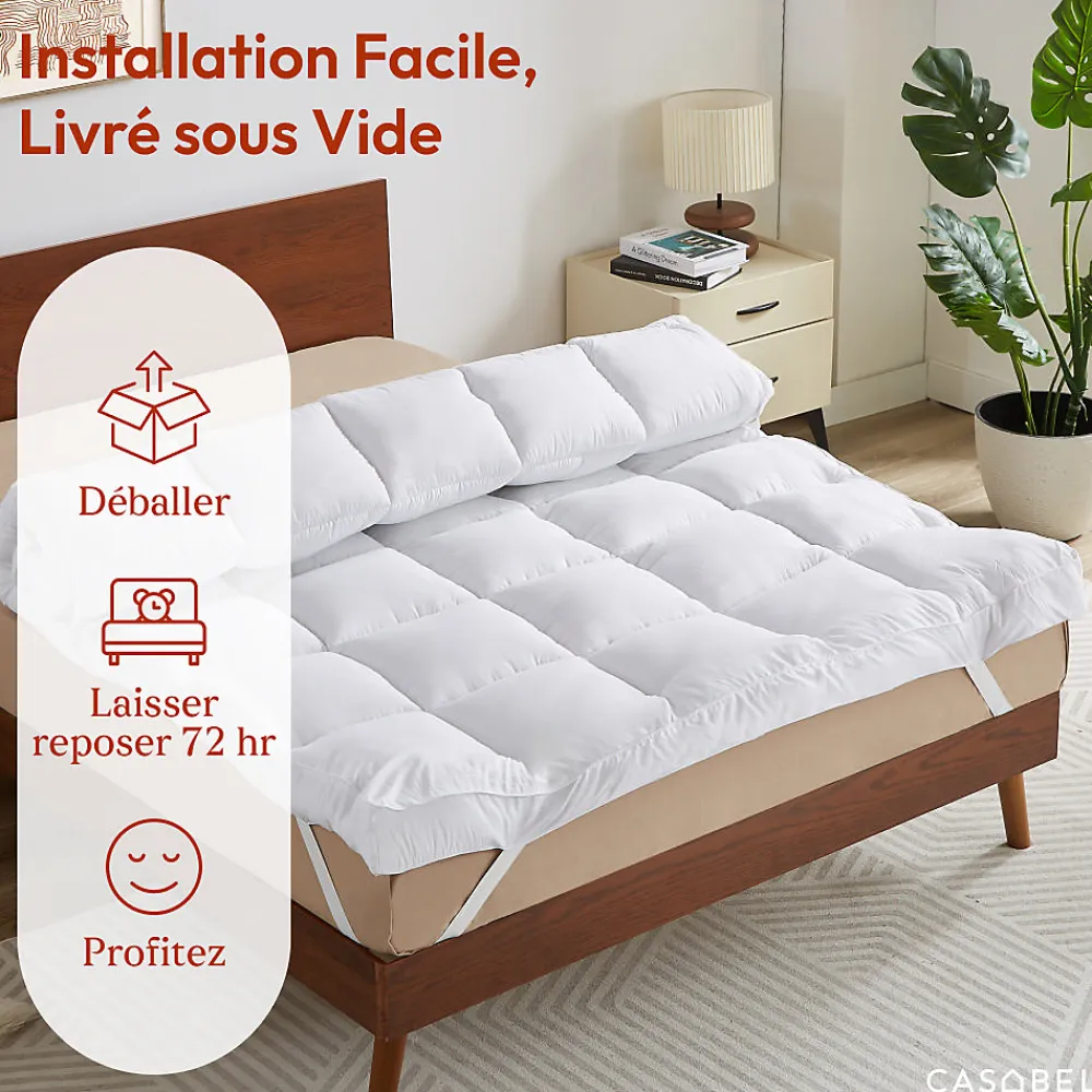 Surmatelas Moelleux 140x190 cm Extra Epais Microfibre Respirante Antiderapant 4 Bandes Elastiques Anti Acariens>Casabel Outlet