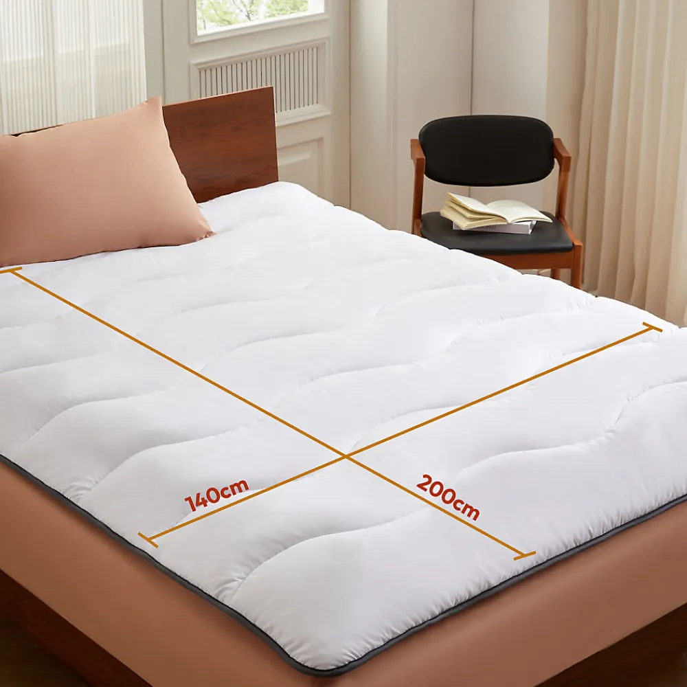 Surmatelas 140x200 cm en Microfibre Rerspirante, Ultra Moelleux, Anti-Acariens, Liseré Gris, Idéal Matelas 2 places>Casabel Clearance