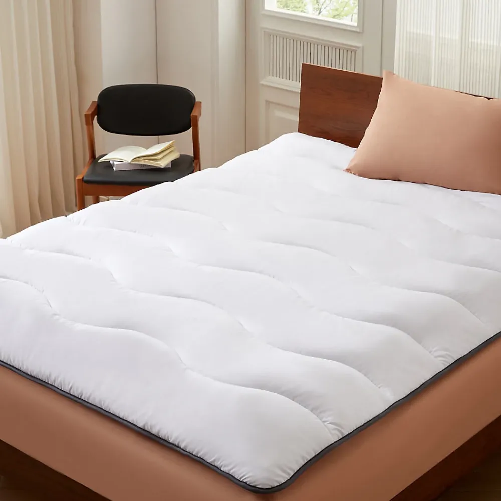 Casabel Surmatelas 120x195 cm en Microfibre Rerspirante, Ultra Moelleux, Anti-Acariens, Liseré Gris, Idéal Matelas 2 places* Surmatelas
