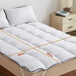 Casabel Surmatelas 160x190 cm 600gsm Extra Moelleux Microfibre Respirante Matelassage Confort 4 Elastiques d Angle* Surmatelas