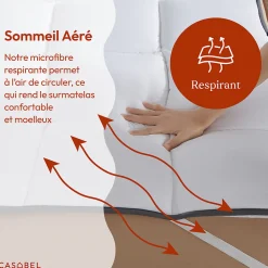 Surmatelas 140x190 cm 600gsm Extra Moelleux Microfibre Respirante Matelassage Confort 4 Elastiques d Angle><noscript><img width=