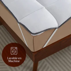 Surmatelas 140x190 cm 600gsm Extra Moelleux Microfibre Respirante Matelassage Confort 4 Elastiques d Angle><noscript><img width=