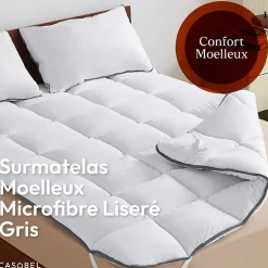 Surmatelas 90x200 cm 600gsm Extra Moelleux Microfibre Respirante Matelassage Confort 4 Elastiques d Angle>Casabel Online