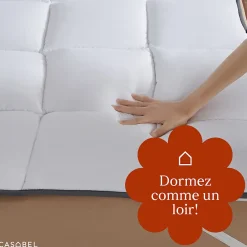 Casabel Surmatelas 120x195 cm 600gsm Extra Moelleux Microfibre Respirante Matelassage Confort 4 Elastiques d Angle* Surmatelas
