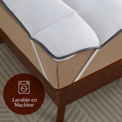Casabel Surmatelas 120x195 cm 600gsm Extra Moelleux Microfibre Respirante Matelassage Confort 4 Elastiques d Angle* Surmatelas