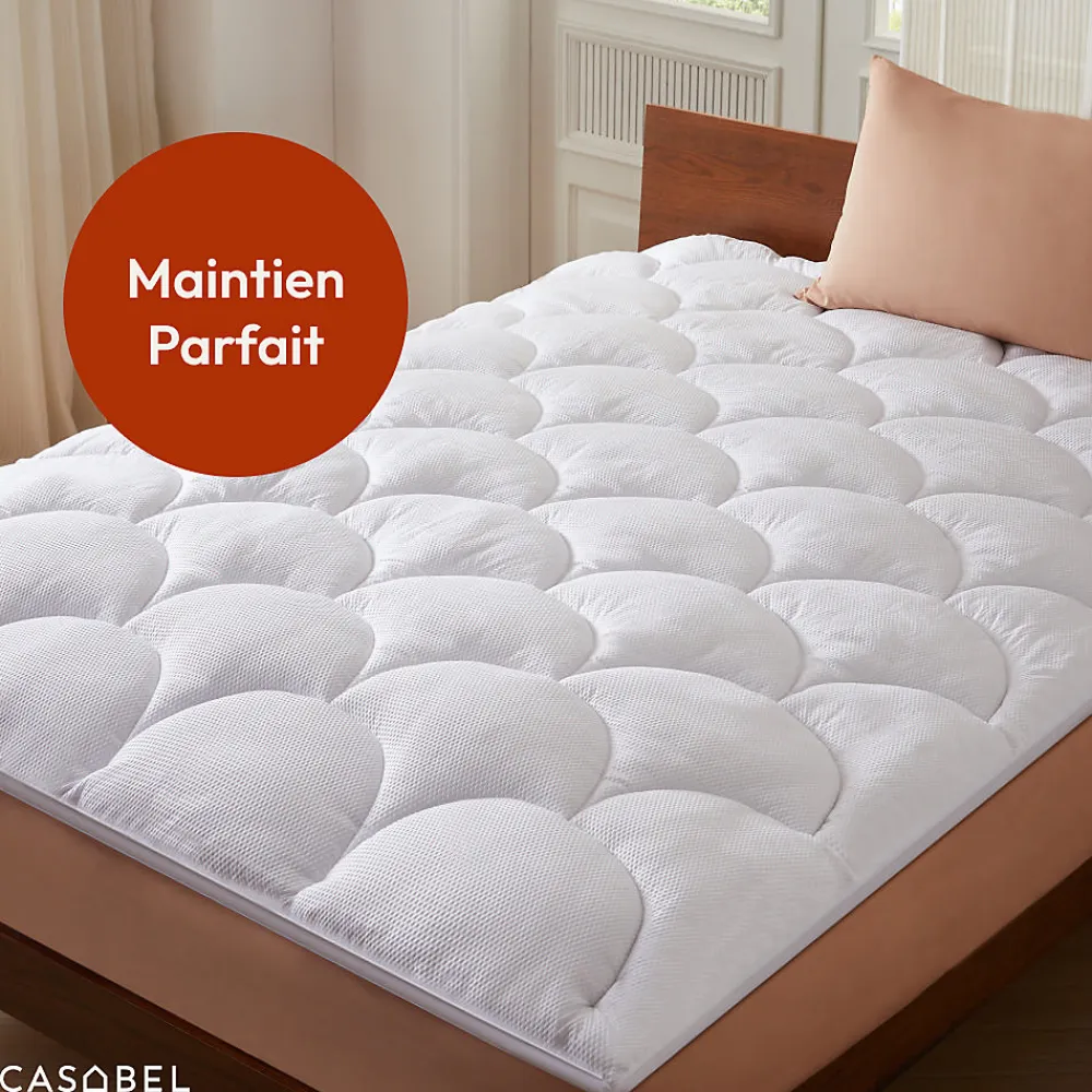 Surmatelas 120x195 cm Microfibre Rafraichissante 600 GSM 4 cm Epaisseur Fixation Elastique 1 Personne>Casabel Hot