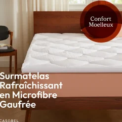 Casabel Surmatelas 140x200 cm Microfibre Rafraichissante 600 GSM 4 cm Epaisseur Fixation Elastique 1-2 Personne* Surmatelas