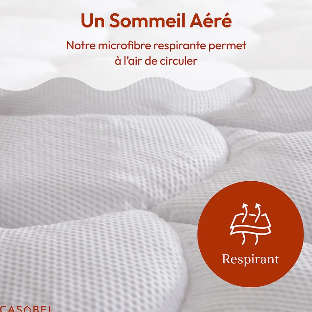 Casabel Surmatelas 140x200 cm Microfibre Rafraichissante 600 GSM 4 cm Epaisseur Fixation Elastique 1-2 Personne* Surmatelas