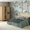 Chambre à coucher adulte coloris chêne doré ( armoire + 2 chevets + Tête de lit )>Pegane Outlet
