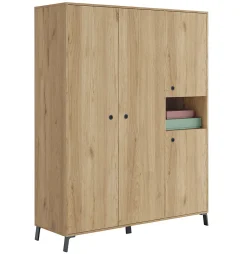 Chambre à coucher adulte coloris chêne doré ( armoire + 2 chevets + Tête de lit )>Pegane Outlet