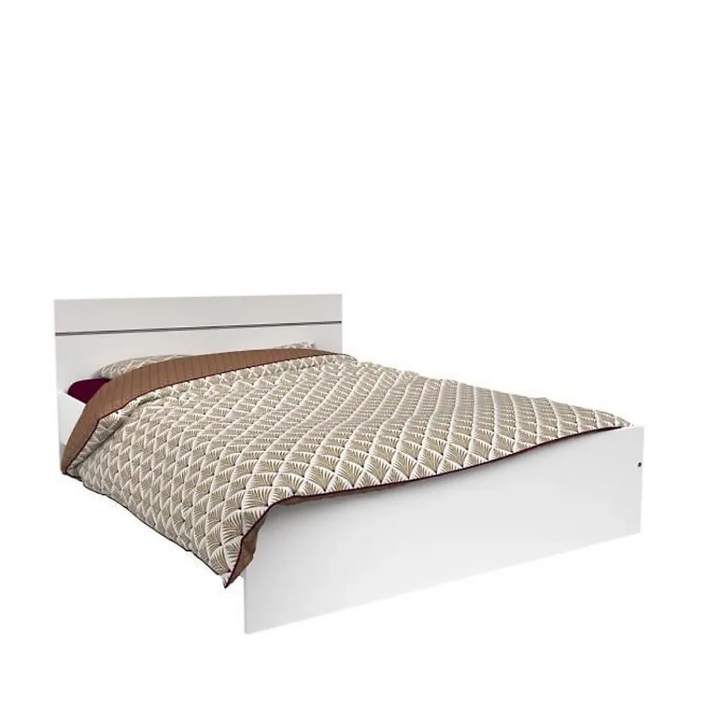 Parisot Chambre complete BOSTON : Lit adulte 140x190 + Commode + 1 Chevet - Décor blanc - Fabriqué en France* Ensemble Sommier Et Matelas
