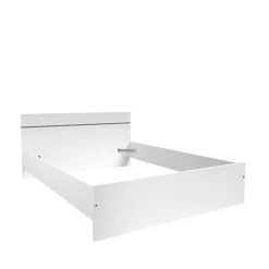 Parisot Chambre complete BOSTON : Lit adulte 140x190 + Commode + 1 Chevet - Décor blanc - Fabriqué en France* Ensemble Sommier Et Matelas