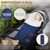 Joyz Chancelière pour poussette bébé 94x48x10 cm bleu en polyester imperméable lavable à 40 grades* Couverture