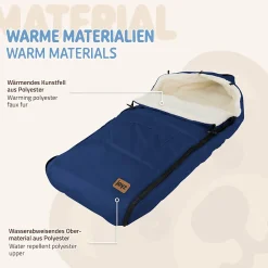 Joyz Chancelière pour poussette bébé 94x48x10 cm bleu en polyester imperméable lavable à 40 grades* Couverture