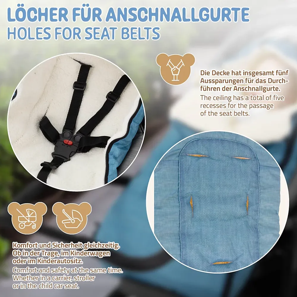 Joyz Chancelière pour poussette bébé 94x48x10 cm bleu jeans en polyester imperméable lavable à 40 grades* Couverture