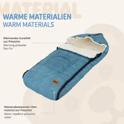 Joyz Chancelière pour poussette bébé 94x48x10 cm bleu jeans en polyester imperméable lavable à 40 grades* Couverture