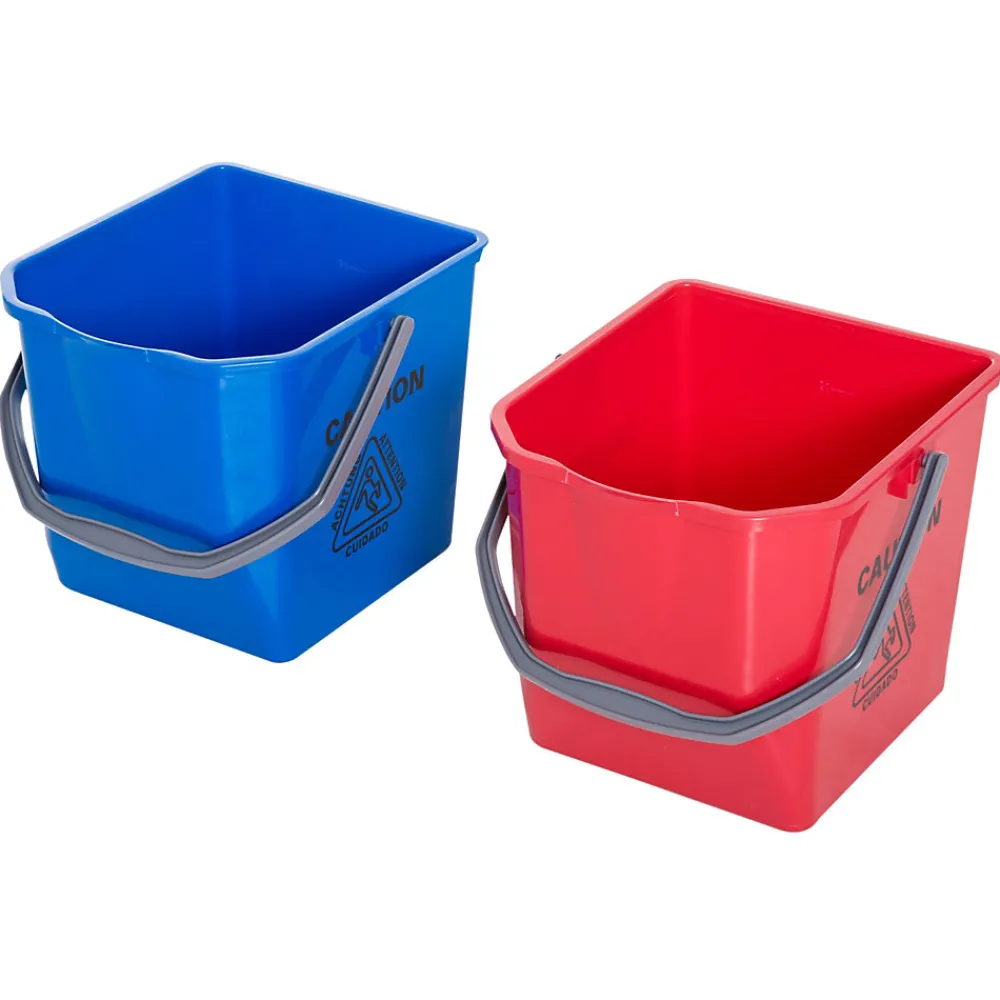Chariot de lavage chariot de nettoyage professionnel presse à mâchoire 2 seaux 25 L 73L x 45l x 92H cm plastique gris bleu rouge>Homcom Clearance