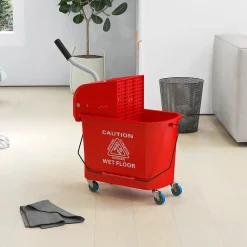 Chariot de nettoyage lavage seau de ménage 20 L avec essoreur et séparateur eau sale propre rouge>Homcom Best
