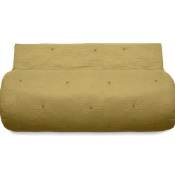 Chemin de lit capitonné en mousseline de coton 80x200 cm ANDROS jaune jasmin>Linnea Clearance