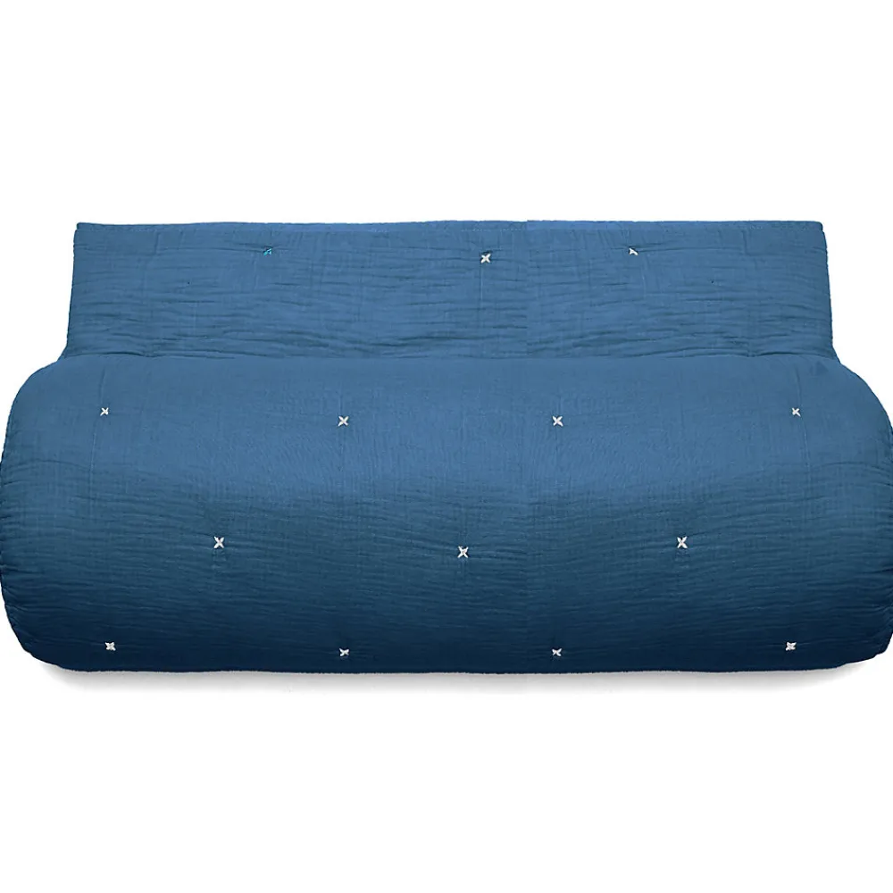 Chemin de lit capitonné en mousseline de coton 80x200 cm ANDROS bleu marine>Linnea Hot