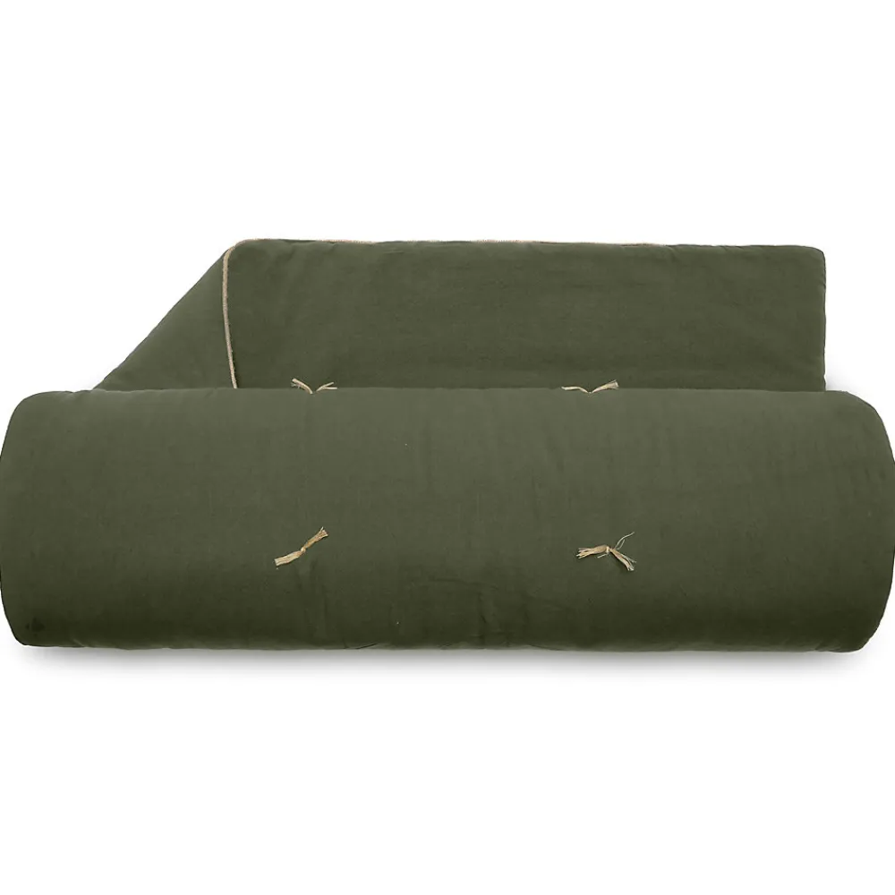 Chemin de lit coton lavé 80x200 cm HONO DÉCO vert kaki>Linnea New