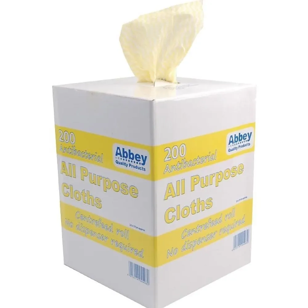 Chiffons tout usage antibactériens jaunes Jantex* Eponge