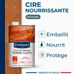 Starwax Cire tomettes et terres cuites incolore 1L* Nettoyant Et Entretien Pour Sol