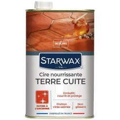 Starwax Cire tomettes et terres cuites incolore 1L* Nettoyant Et Entretien Pour Sol